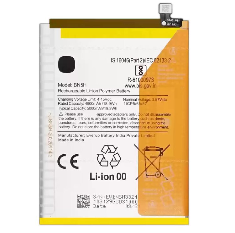 Battery Replacement for Xiaomi Redmi Note 11E 5G - BN5H 1 Original Xiaomi Redmi Note 11E 5G Battery Replacement Price in Chennai India - BN5H
